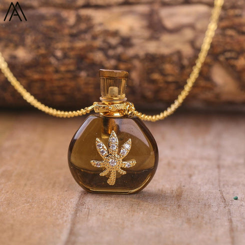 Natural Roses Amethyst Crystal Perfume Pendant